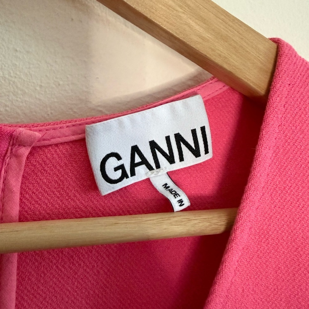 Ganni Stretch Suiting V-Neck Mini Dress - Picture 7 of 16
